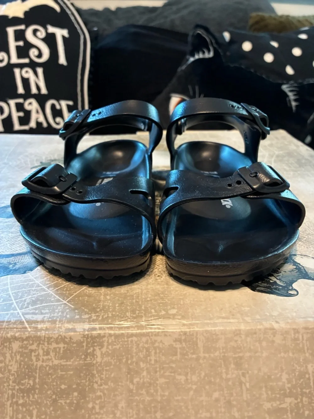 Birkenstock Kids Black Classic EVA Two-Buckle Sandals (Kids) Size 31=13-13.5